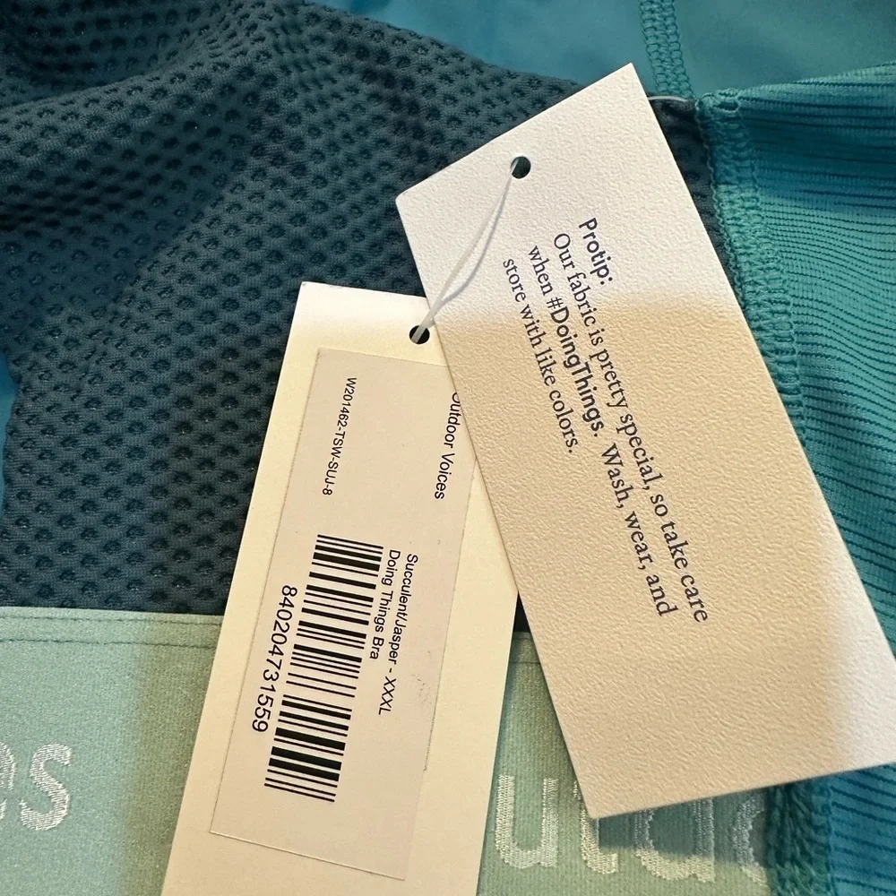 Outdoor Voices Doing Things Thrive Bra in Succulent/Jasper Blue Green XXXL NWT - Picture 7 of 10